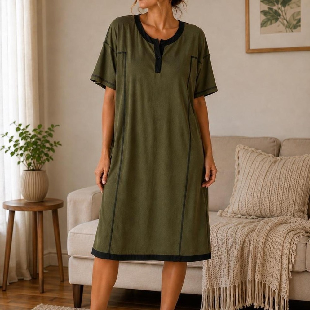 NWT Vintage-Inspired Olive Green Mumu / House Dress